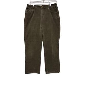 Liz Claiborne Womens Audra Corduroy Pants Straight Leg Size 12P Dark Brown Solid